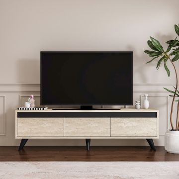 Comoda TV, Odessa, Century, 150x29.6x45 cm, Travertin / Antracit