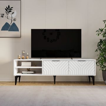 Comoda TV, Odessa, Regina, 160x50x29.6 cm, Alb