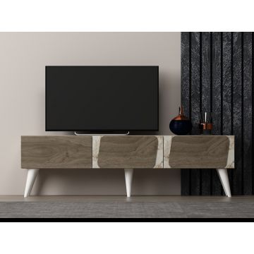 Comoda TV, Odessa, Veas, 150x30x43 cm, PAL, Marmură / Nuc
