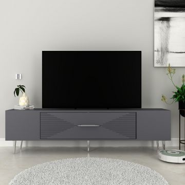 Comoda TV, Olivia, Dekol1, Antracit / Argintiu