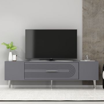 Comoda TV, Olivia, Dekol3, Antracit / Argintiu