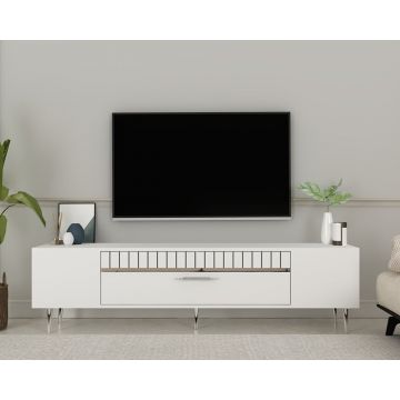 Comoda TV, Olivia, Dekolp1, Alb / Argintiu