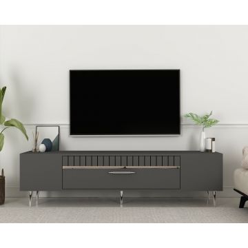 Comoda TV, Olivia, Dekolp1, Antracit / Argintiu