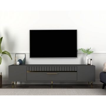 Comoda TV, Olivia, Dekolp1, Antracit / Aur