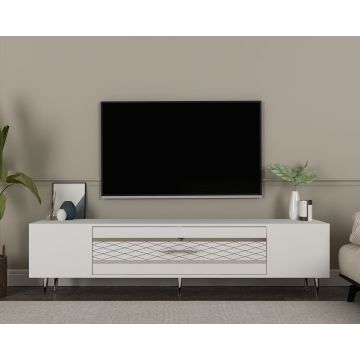 Comoda TV, Olivia, Dekolp2, Alb / Argintiu