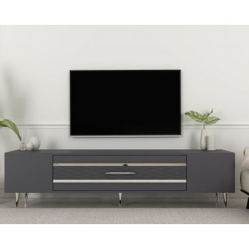 Comoda TV, Olivia, Dekolp2, Antracit / Argintiu