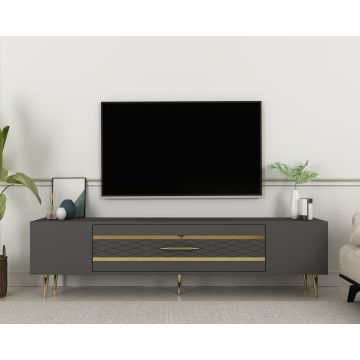 Comoda TV, Olivia, Dekolp2, Antracit / Aur