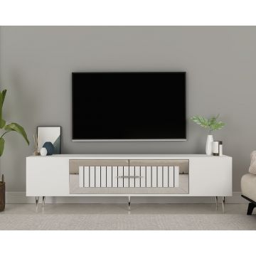 Comoda TV, Olivia, Dekolp3, Alb / Argintiu
