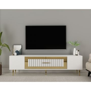 Comoda TV, Olivia, Dekolp3, Alb/Auriu