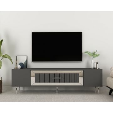 Comoda TV, Olivia, Dekolp3, Antracit / Argintiu