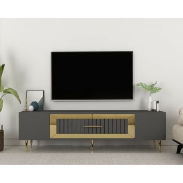 Comoda TV, Olivia, Dekolp3, Antracit / Aur