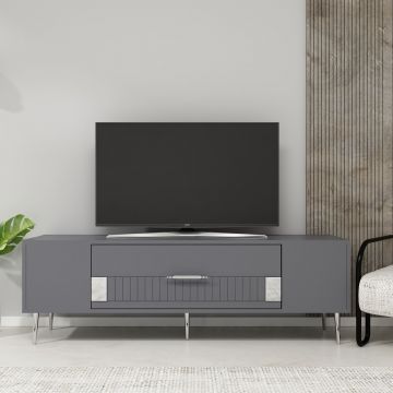 Comoda TV, Olivia, Dekolp4, Antracit / Argintiu