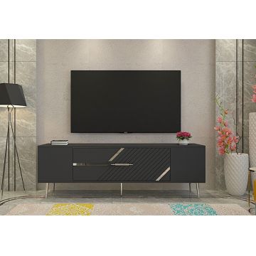 Comoda TV, Olivia, Dekolp5, Antracit / Argintiu