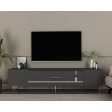 Comoda TV, Olivia, Dekop1, Antracit / Argintiu