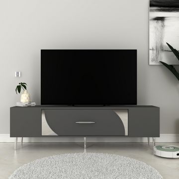 Comoda TV, Olivia, Dekop2, Antracit / Argintiu