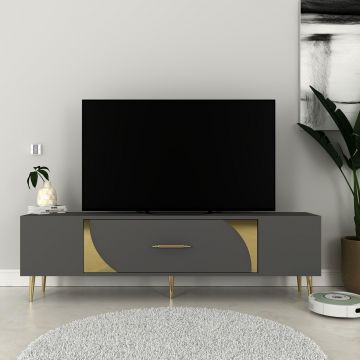 Comoda TV, Olivia, Dekop2, Antracit / Aur