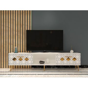 Comoda TV, Olivia, Dome, Alb / Argintiu