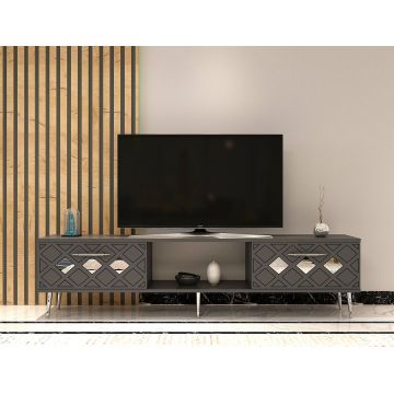 Comoda TV, Olivia, Dome, Antracit / Argintiu