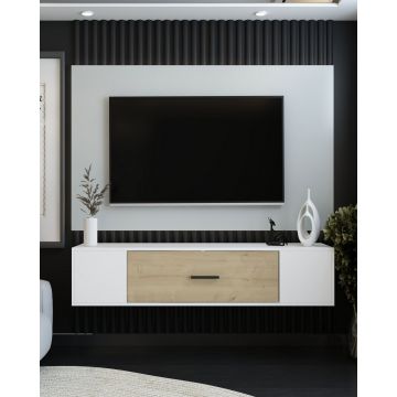 Comoda TV, Olivia, Kodaks, Stejar alb / safir