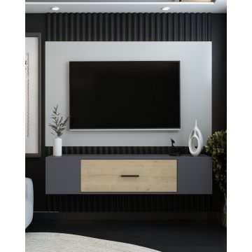 Comoda TV, Olivia, Kodaks, Stejar antracit / safir