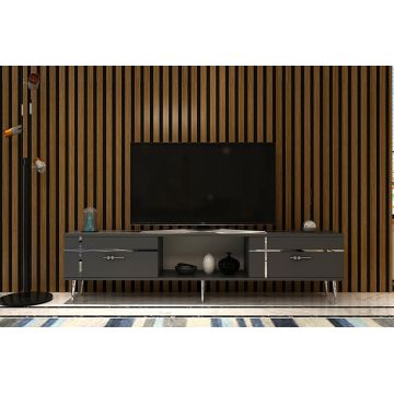 Comoda TV, Olivia, Line, Antracit / Argintiu