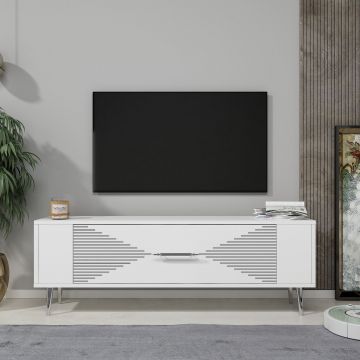 Comoda TV, Olivia, Retrol1, Alb / Argintiu