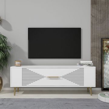 Comoda TV, Olivia, Retrol1, Alb/Auriu