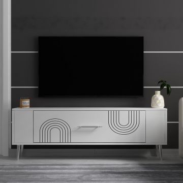 Comoda TV, Olivia, Retrol2, Alb / Argintiu