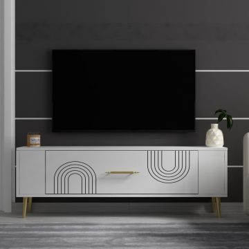 Comoda TV, Olivia, Retrol2, Alb/Auriu