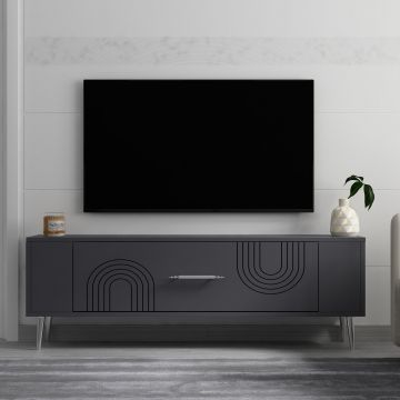 Comoda TV, Olivia, Retrol2, Antracit / Argintiu