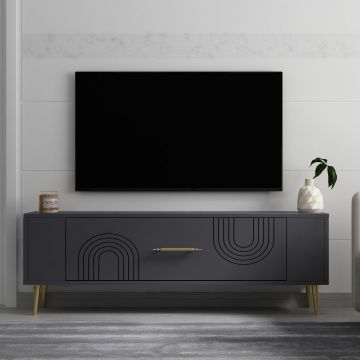 Comoda TV, Olivia, Retrol2, Antracit / Aur