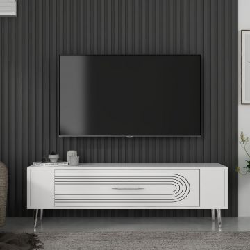 Comoda TV, Olivia, Retrol3, Alb / Argintiu