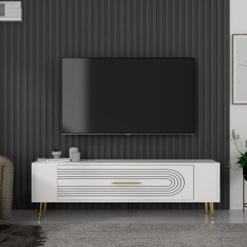 Comoda TV, Olivia, Retrol3, Alb/Auriu