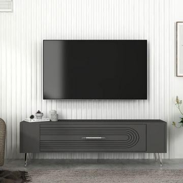 Comoda TV, Olivia, Retrol3, Antracit / Argintiu