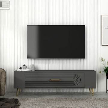 Comoda TV, Olivia, Retrol3, Antracit / Aur