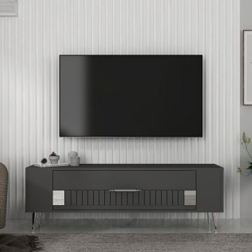 Comoda TV, Olivia, Retrolp4, Antracit / Argintiu