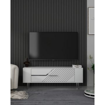 Comoda TV, Olivia, Retrolp5, Alb / Argintiu
