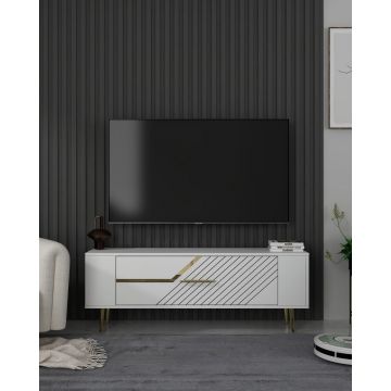 Comoda TV, Olivia, Retrolp5, Alb/Auriu