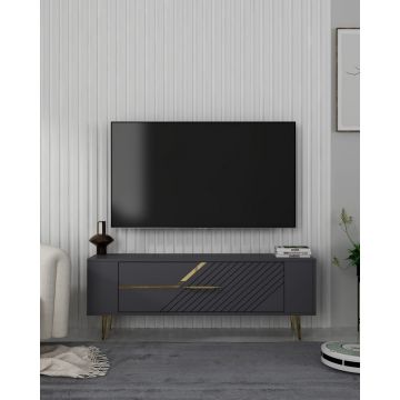 Comoda TV, Olivia, Retrolp5, Antracit / Aur