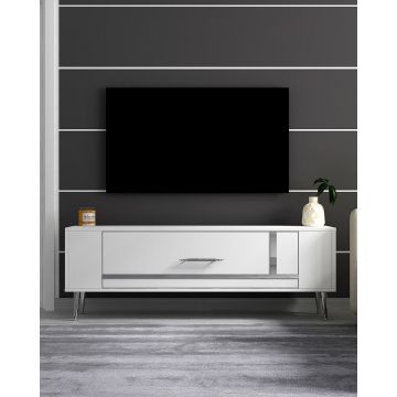 Comoda TV, Olivia, Retrop1, Alb / Argintiu
