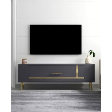 Comoda TV, Olivia, Retrop1, Antracit / Aur