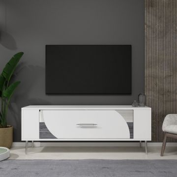Comoda TV, Olivia, Retrop2, Alb / Argintiu