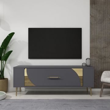 Comoda TV, Olivia, Retrop2, Antracit / Aur