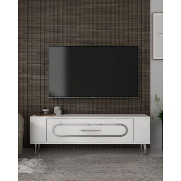 Comoda TV, Olivia, Retrop3, Alb / Argintiu
