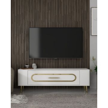 Comoda TV, Olivia, Retrop3, Alb/Auriu