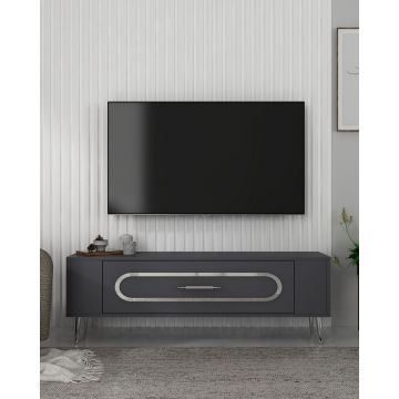 Comoda TV, Olivia, Retrop3, Antracit / Argintiu