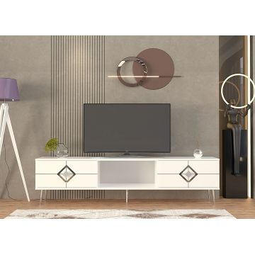 Comoda TV, Olivia, Robber, Alb / Argintiu