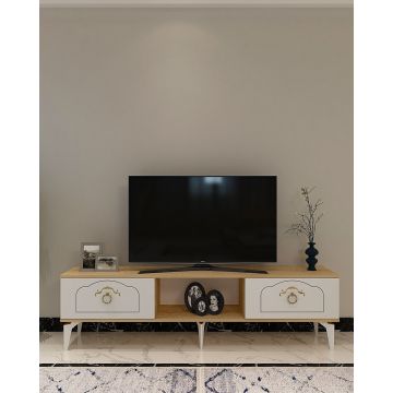Comoda TV, Olivia, Violet, Stejar Safir / Alb /