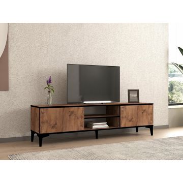 Comoda TV, Puqa Design, Begi, 180x12x45 cm, PAL, Pin Atlantic / Negru