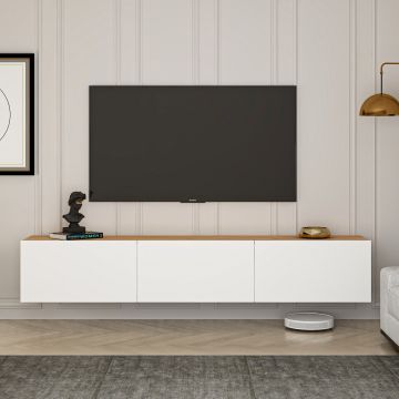Comoda TV, Puqa Design, West, Alb/Pin Atlantic